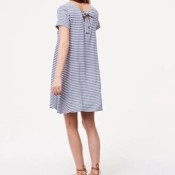 blue and white horizontal striped dress Bella Dress